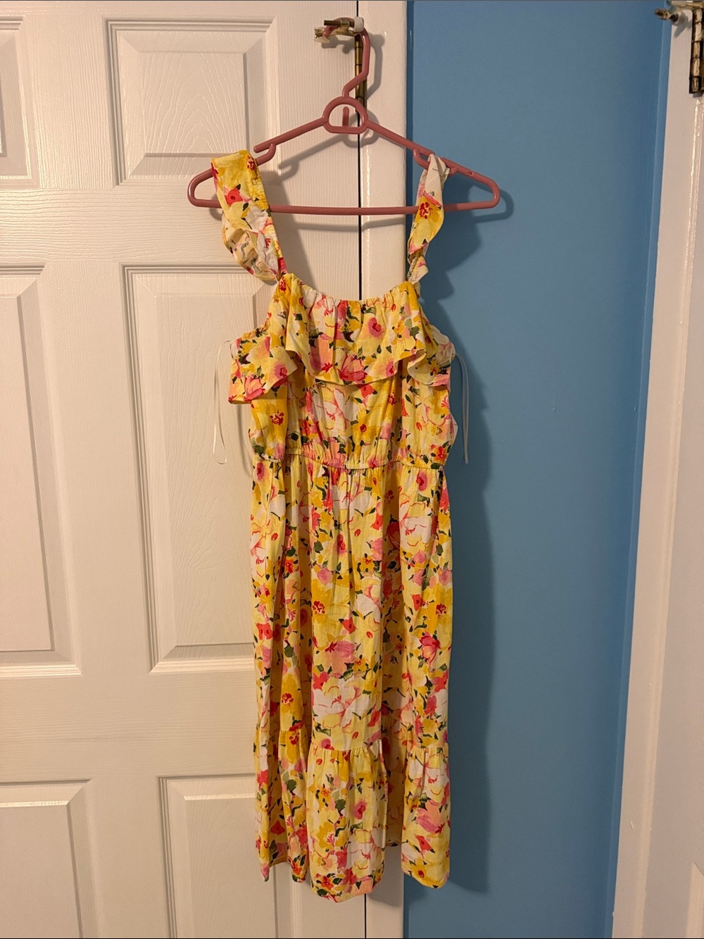 LC Lauren Conrad Yellow Floral Ruffle Sundress